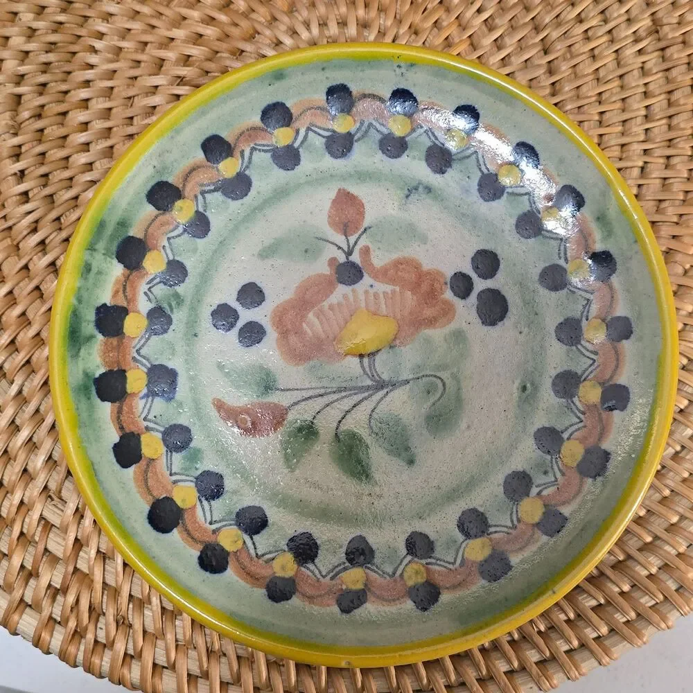 Vintage La Corona Talavera Pottery Pitcher and Plate